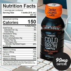 Java House Bottle Authentic Cold Brew Salted Caramel Latte - Cold Brewed - 8 oz Per Bottle - Bottle - Salted Caramel Latte - 12 / Box