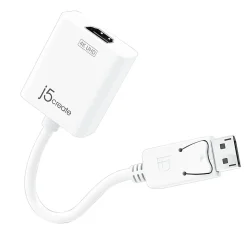 j5create DisplayPort-To-4K HDMI Adapter, 0.53', White, JDA158