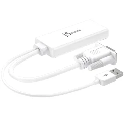 j5create® HDMI-To-VGA Adapter, 10", White, JDA214
