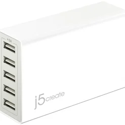 j5create® JUP50 40W 5-Port USB Super Charger, White