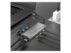 j5create 4K 60 Elite USB-C Triple-Monitor Mini-Dock, Space Gray, JCD397