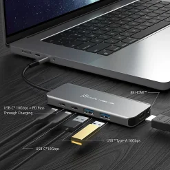 j5create 8K USB4 5-in-1 Travel Hub, 7/16”H x 4-5/8”W x 1-13/16”D, Space Gray, JCH453