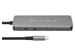j5create 8K USB4 5-in-1 Travel Hub, 7/16”H x 4-5/8”W x 1-13/16”D, Space Gray, JCH453