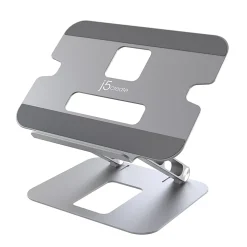 j5create Multi-Angle Laptop Stand, 11-7/16”H x 8-15/16”W x 2-1/8”D, Gray/Silver, JTS127