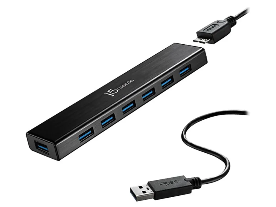 j5create® 7-port USB 3.0 Hub, Black, JUH377
