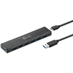 j5create® 7-port USB 3.0 Hub, Black, JUH377
