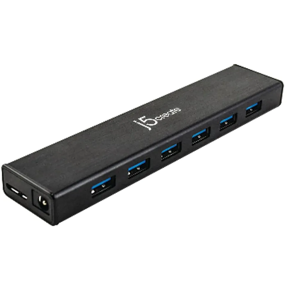 j5create® 7-port USB 3.0 Hub, Black, JUH377