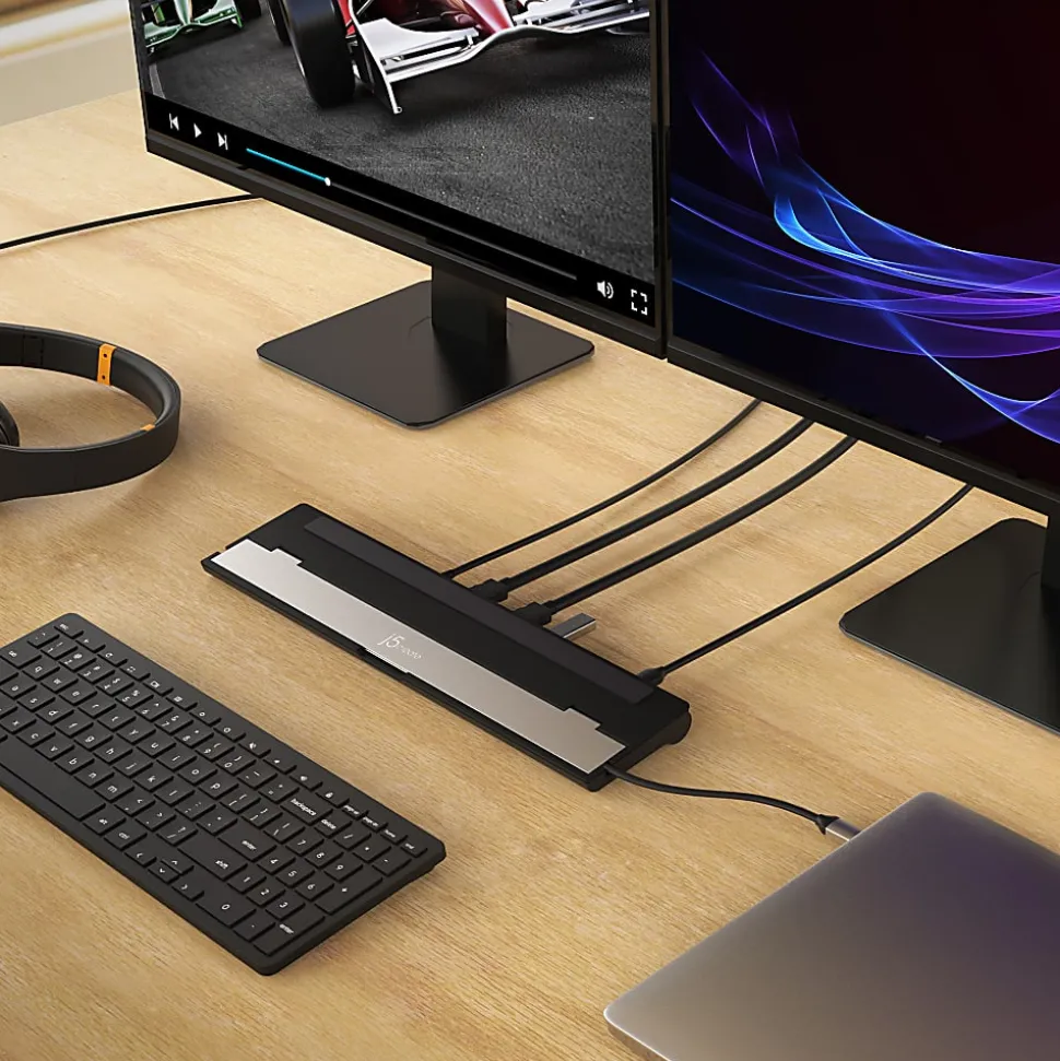 j5create USB-C Dual HDMI™ Docking Station, Gray/Black, JCD542