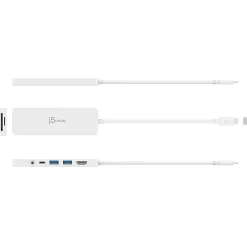 j5create USB-C Multi-Port Hub With Power Delivery, White, JCD373