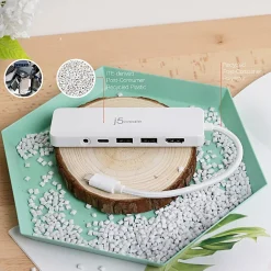 j5create USB-C Multi-Port Hub With Power Delivery, 6-3/4”, White, JCD373EW