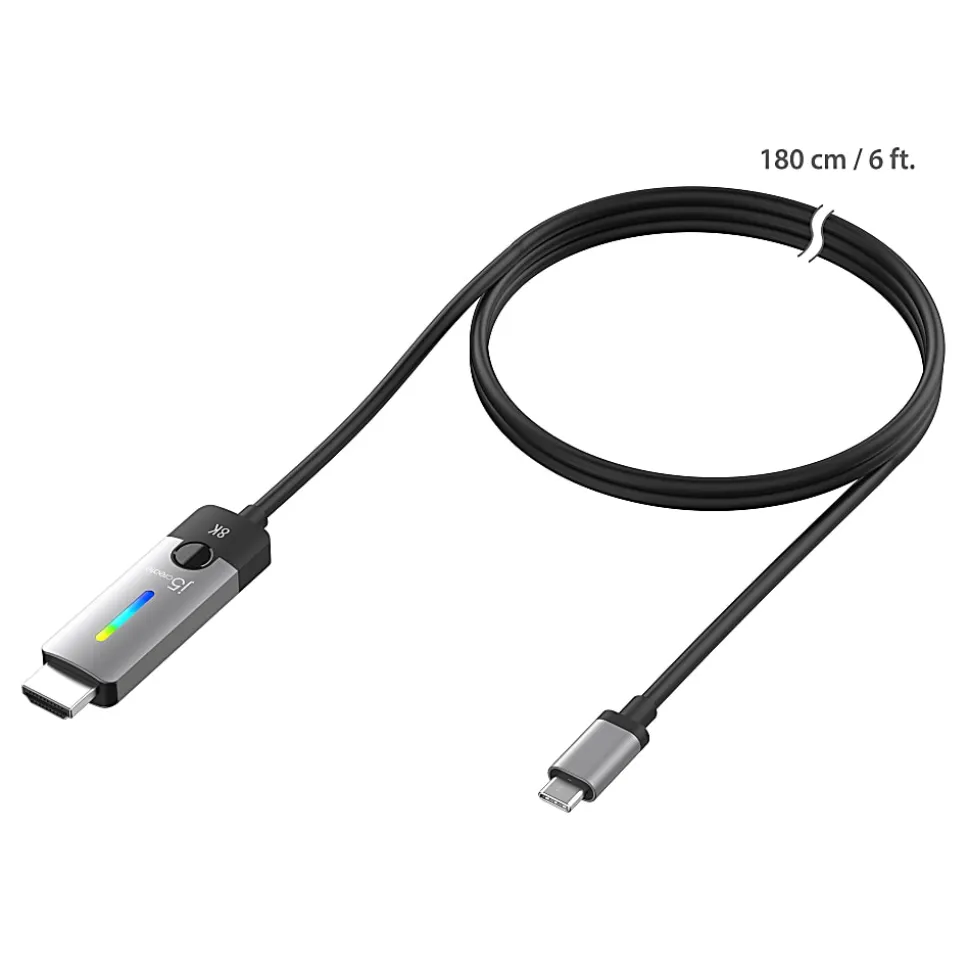 j5create USB-C to HDMI™ 2.1 8K Cable, Space Gray/Black, JCC157