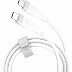 j5Create USB C 60W Liquid Silicone Fast Charging Cable, White, JUCX17W