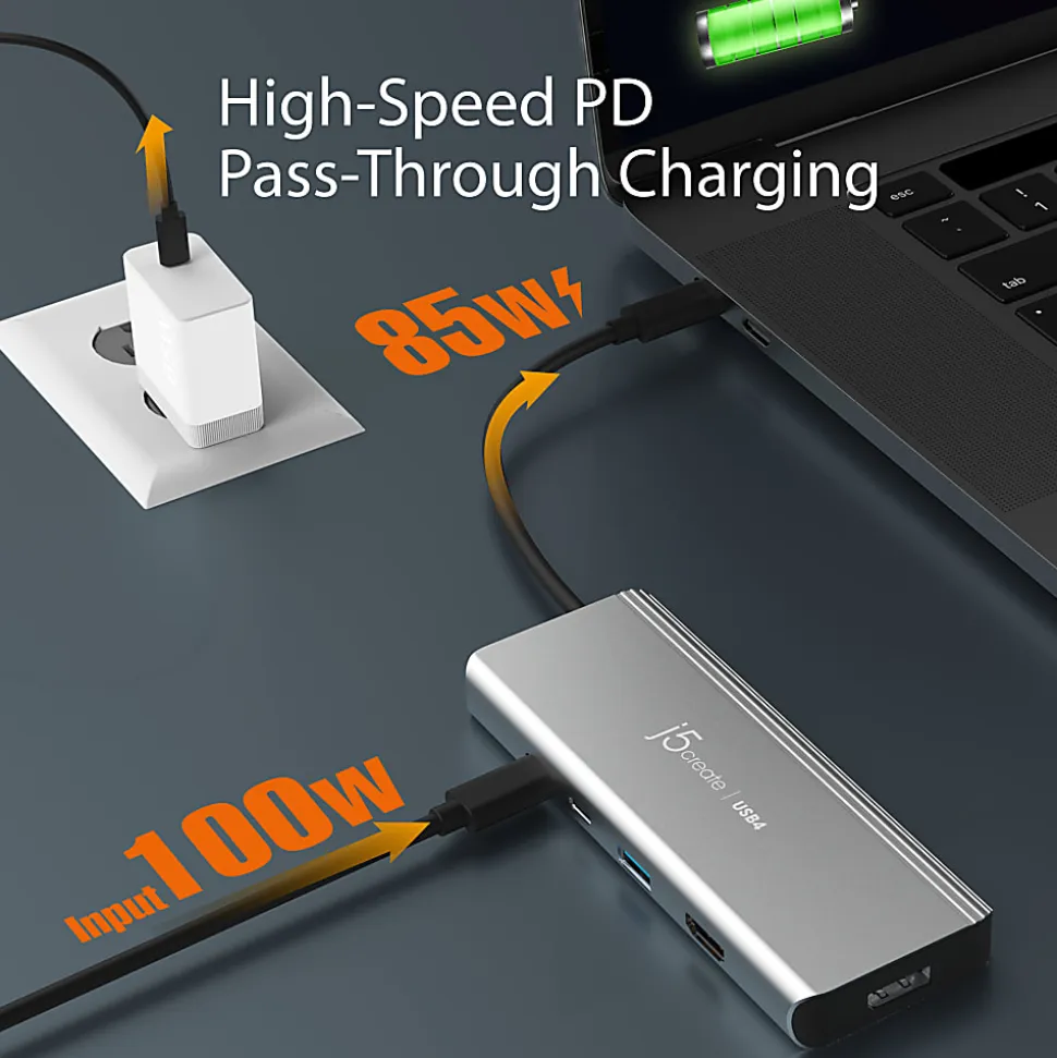 j5create USB4 Dual 4K Multi-Port Hub, Space Gray, JCD401