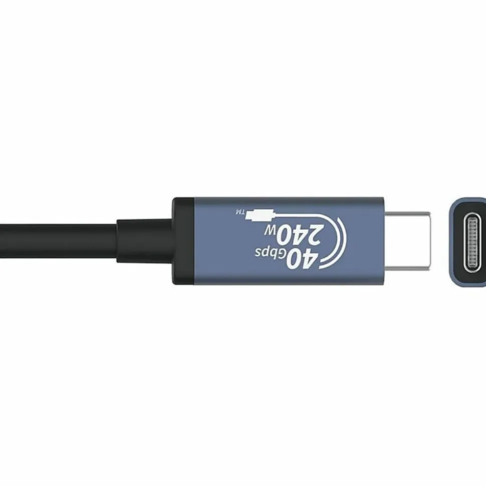 j5create USB 40Gbps 240W USB Type-C Cable, Black/Space Gray, JUC29L08
