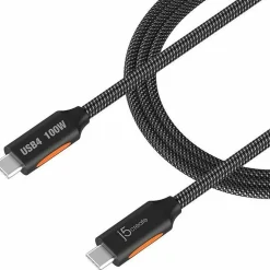 j5Create USB4 Gen 3 Full-Featured USB-C Braided Cable, 3.9', Black, JUCX27L12