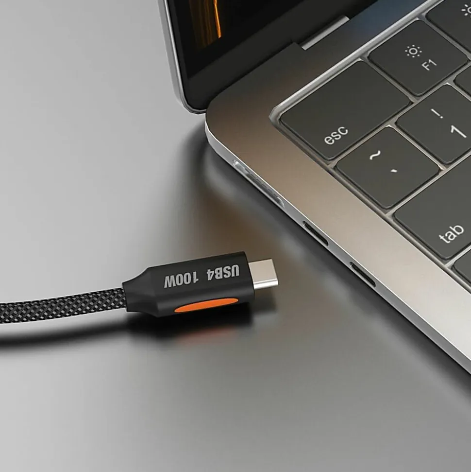 j5Create USB4 Gen 3 Full-Featured USB-C Braided Cable, 3.9', Black, JUCX27L12