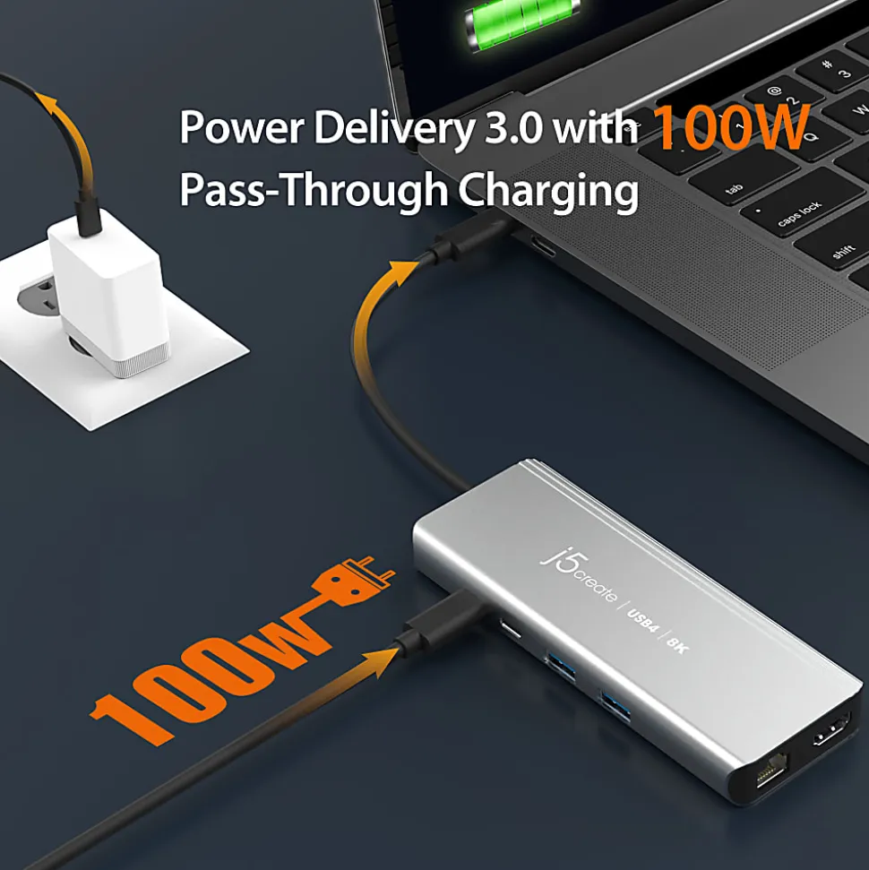 j5create USB4 8K Multi-Port Hub, Space Gray, JCD403