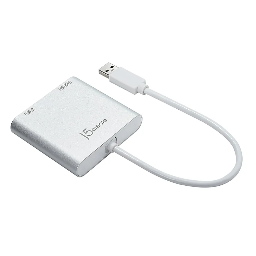 j5create USB 3.0-To-Dual HDMI Cable, 12.5", Silver, JUA365