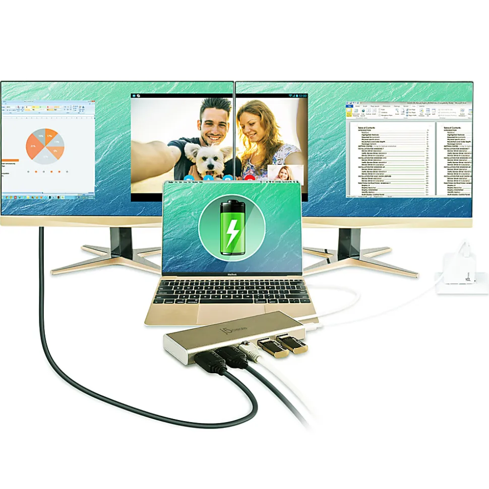 j5create® USB 3.1 Type-C Dual HDMI™ Dock, Silver, 7.8, JCD381