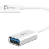 j5create USB 3.1 Type-C To Type-A Adapter, 4", White, JUCX05
