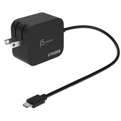 j5create 67W GaN PD USB-C Mini Charger With 4.5mm DC Converter, Black, JUP1565
