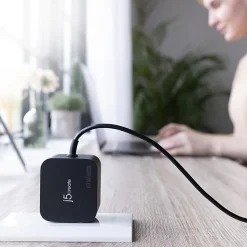 j5create 67W GaN PD USB-C Mini Charger With 4.5mm DC Converter, Black, JUP1565