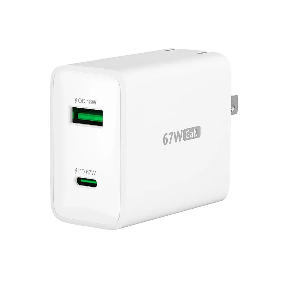 j5create 67W GaN USB-C 2-Port Charger, White, JUP2367
