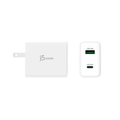 j5create 67W GaN USB-C 2-Port Charger, White, JUP2367