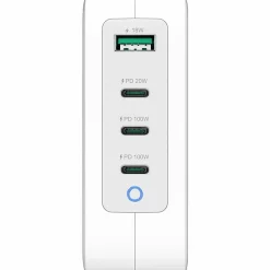 j5Create 130W GaN USB C 4 Port Charger, White/Gray, JUP43130