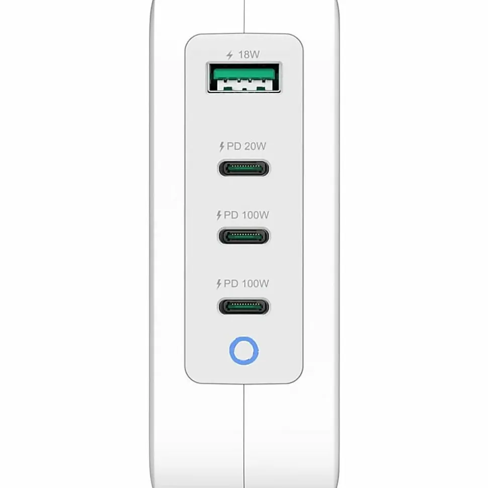 j5Create 130W GaN USB C 4 Port Charger, White/Gray, JUP43130