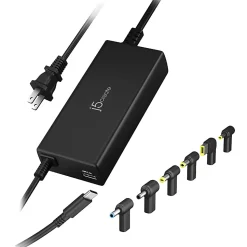 j5create 100W PD USB-C Super Charger With 6 DC Connectors, Black, JUP2290DC
