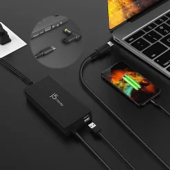 j5create 100W PD USB-C Super Charger With 6 DC Connectors, Black, JUP2290DC