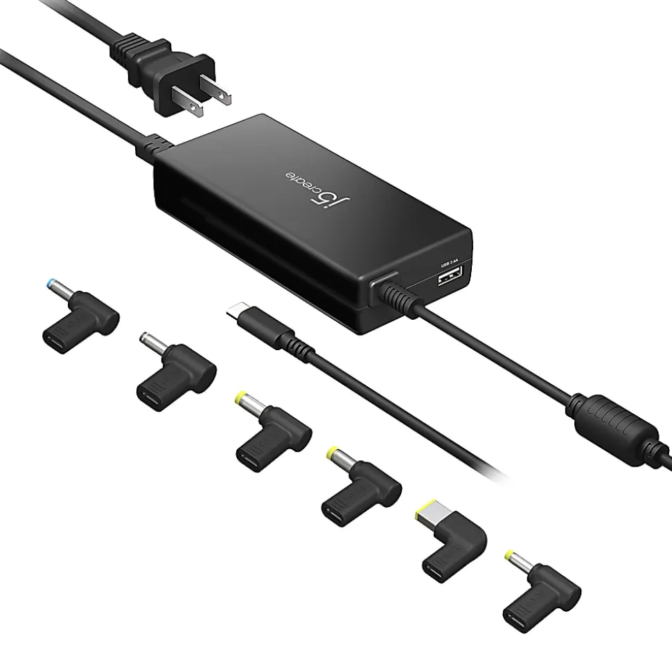 j5create 100W PD USB-C Super Charger With 6 DC Connectors, Black, JUP2290DC
