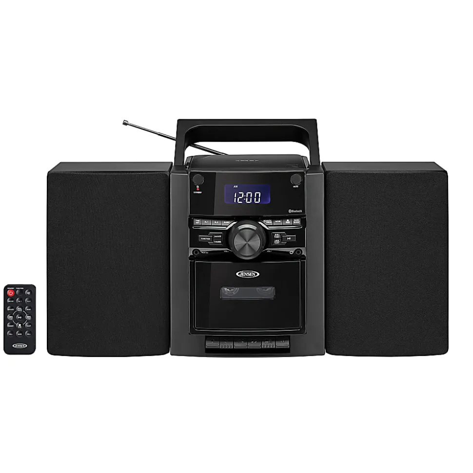 JENSEN Bluetooth® CD-785 Portable CD Music System With Cassette Player And AM/FM Radio, Medium, Black