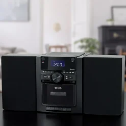 JENSEN Bluetooth® CD-785 Portable CD Music System With Cassette Player And AM/FM Radio, Medium, Black
