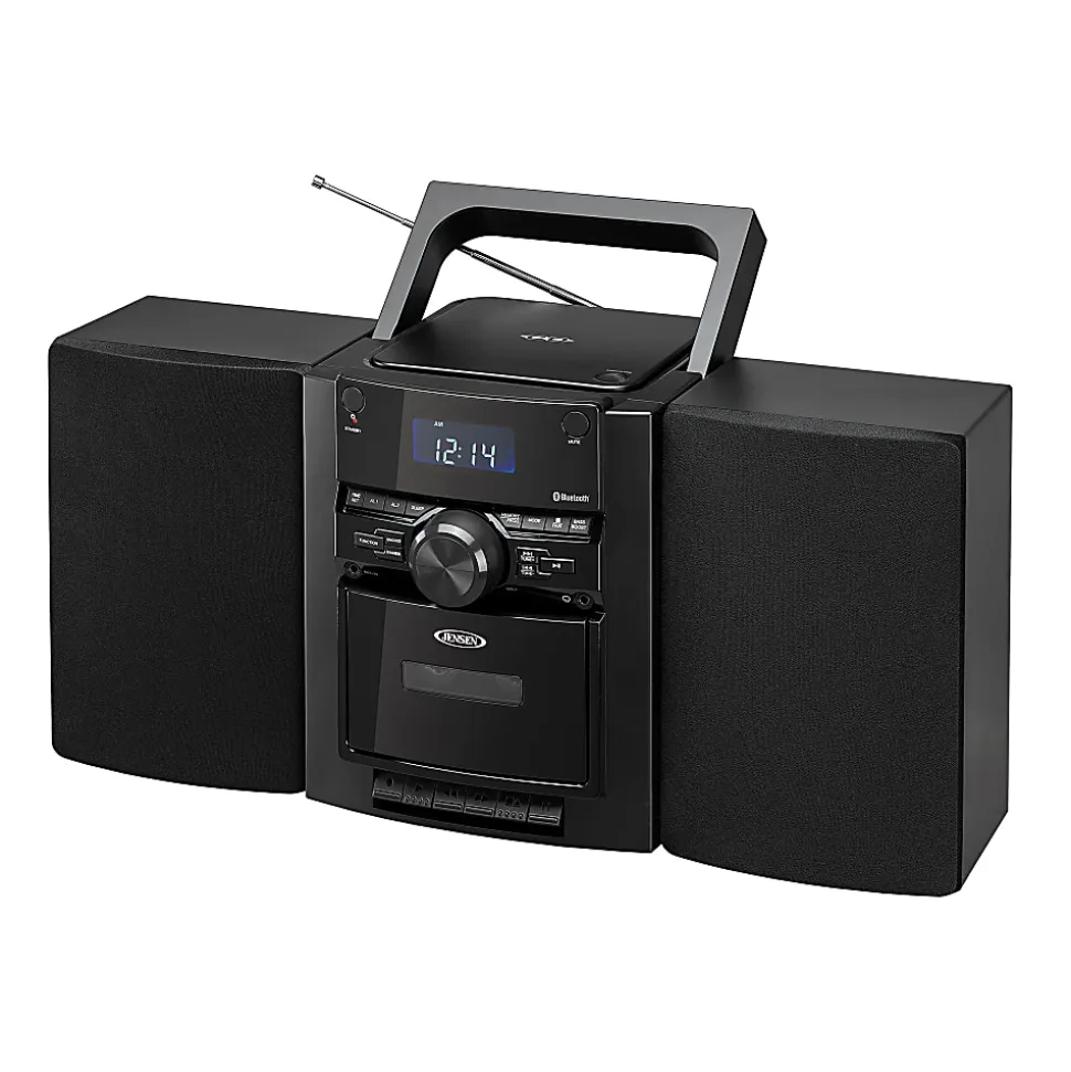 JENSEN Bluetooth® CD-785 Portable CD Music System With Cassette Player And AM/FM Radio, Medium, Black
