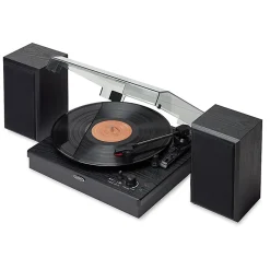 JENSEN Dual-Direction JTA-315 Bluetooth® Belt-Drive Turntable With Speakers, Medium, Black
