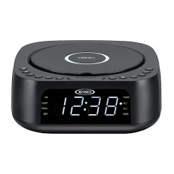 JENSEN Stereo Digital Dual-Alarm Clock With Top-Loading CD Player, FM Tuner, USB Charging Port And Battery Backup, 2.38