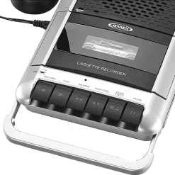 Jensen® Stereo USB MCR-100 Cassette Player, 3-3/8”H x 4-7/16”W x 1-1/4”D, Black