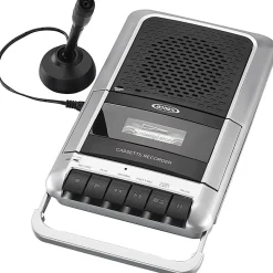 Jensen® Stereo USB MCR-100 Cassette Player, 3-3/8”H x 4-7/16”W x 1-1/4”D, Black