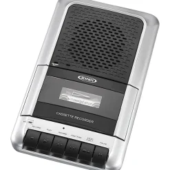 Jensen® Stereo USB MCR-100 Cassette Player, 3-3/8”H x 4-7/16”W x 1-1/4”D, Black