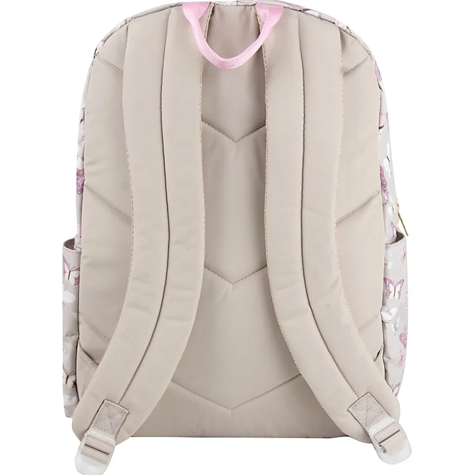 Jessica Simpson Women’s Travel Backpack With 16" Laptop Pocket, Tan Butterflies, Total Qty 1