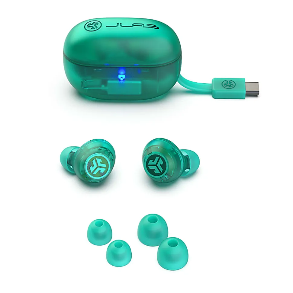 JLab Audio Go Pop ANC True Wireless Earbuds, Translucent Teal