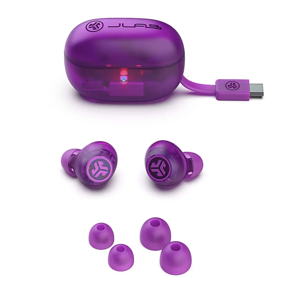 JLab Audio Go Pop ANC True Wireless Earbuds, Translucent Purple