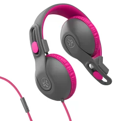 JLab Audio JBuddies Studio 2 On-Ear Headphones, Gray/Pink, HKSTU2RGRYPNK122