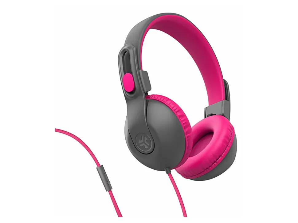JLab Audio JBuddies Studio 2 On-Ear Headphones, Gray/Pink, HKSTU2RGRYPNK122