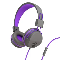 JLab Audio Kids' JBuddies Studio Over-The-Ear Headphones, Gray/Purple, JKSTUDIO GRYPRL BX