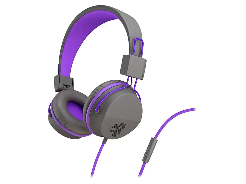 JLab Audio Kids' JBuddies Studio Over-The-Ear Headphones, Gray/Purple, JKSTUDIO GRYPRL BX