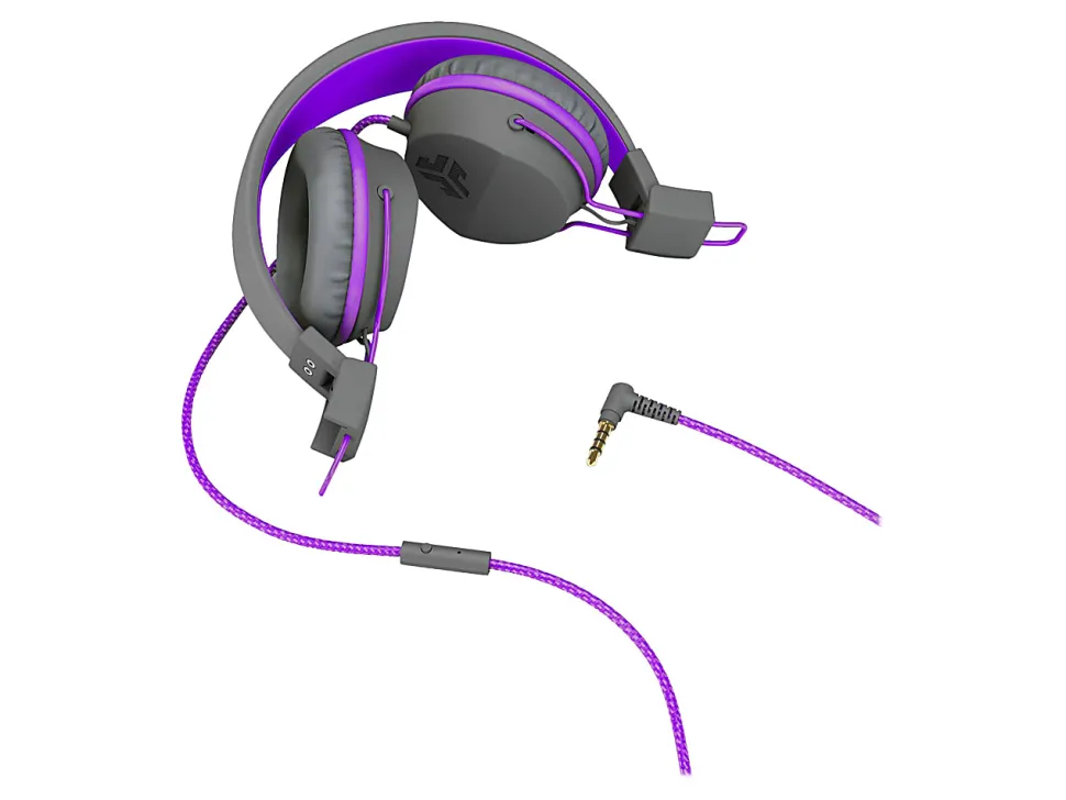 JLab Audio Kids' JBuddies Studio Over-The-Ear Headphones, Gray/Purple, JKSTUDIO GRYPRL BX