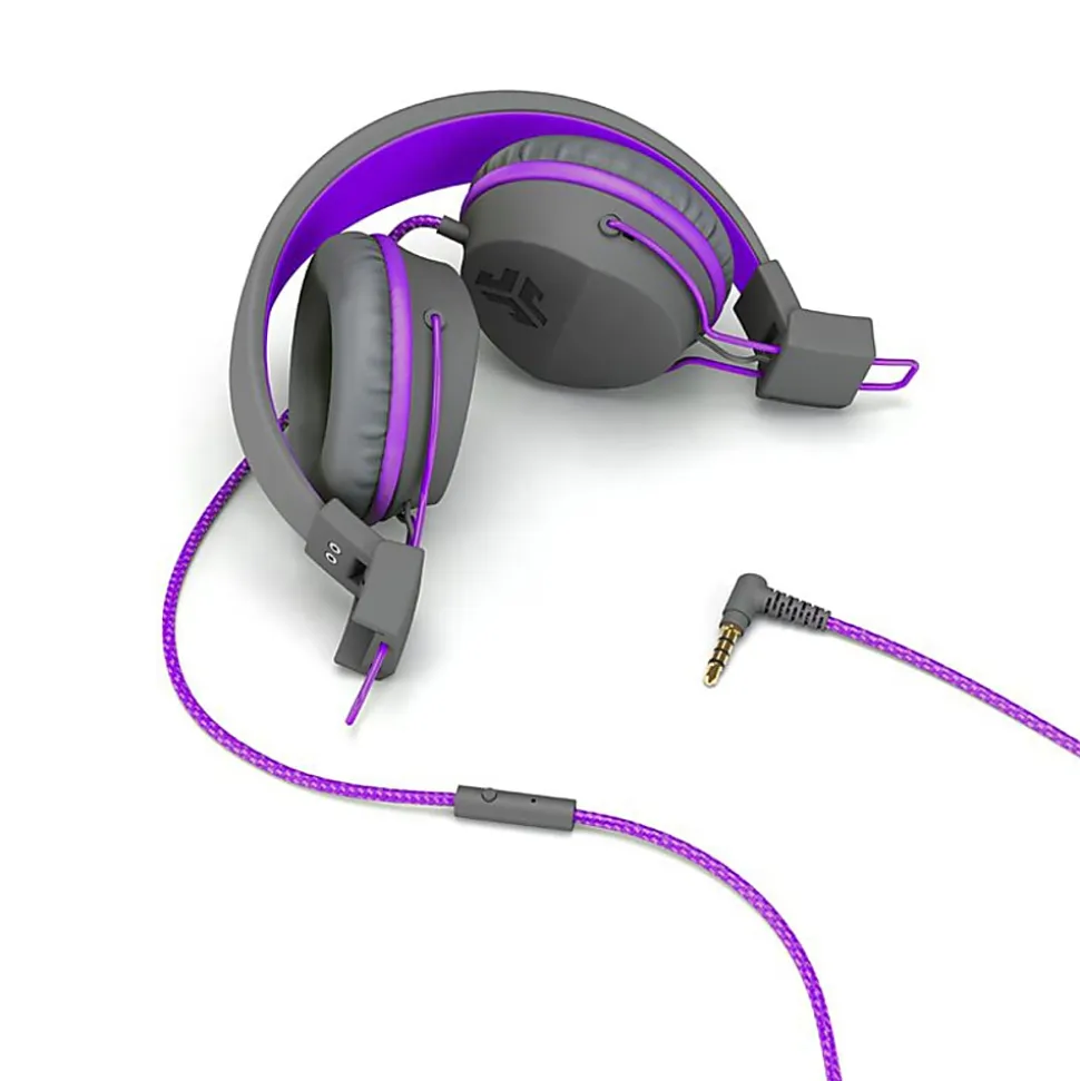 JLab Audio Kids' JBuddies Studio Over-The-Ear Headphones, Gray/Purple, JKSTUDIO GRYPRL BX